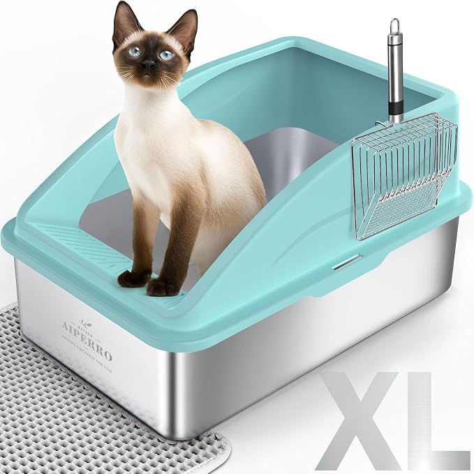 Stainless Steel Litter Box | XL Enclosed Cat Litter Boxs by AIPERRO