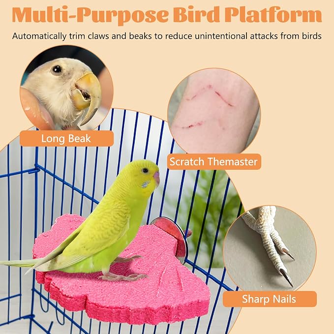 3 Pcs Parrot Perch Resin Bird Beak Grinding Stone Leaf Shape Perch Stand Foot - Image 6