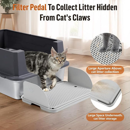 Cat Litter Box Step with Removable Splash-Proof Baffles, Large Pet Ramp - Image 3