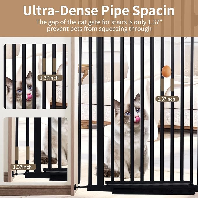 59“ Extra Tall Cat Gate for Doorway：29.4-33.4” Wide Pet Gate, Auto Close/One - Image 3