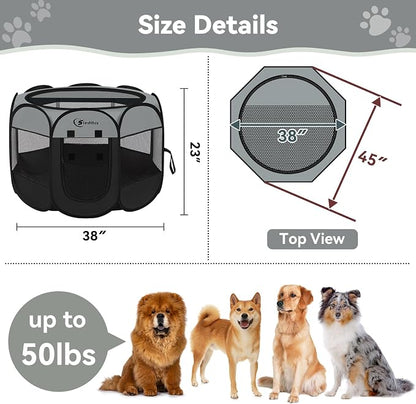 Dark Grey Puppy Playpen for Large Dog Cat, Dogs Tent Crates Cage Indoor/Outdoor - Image 8