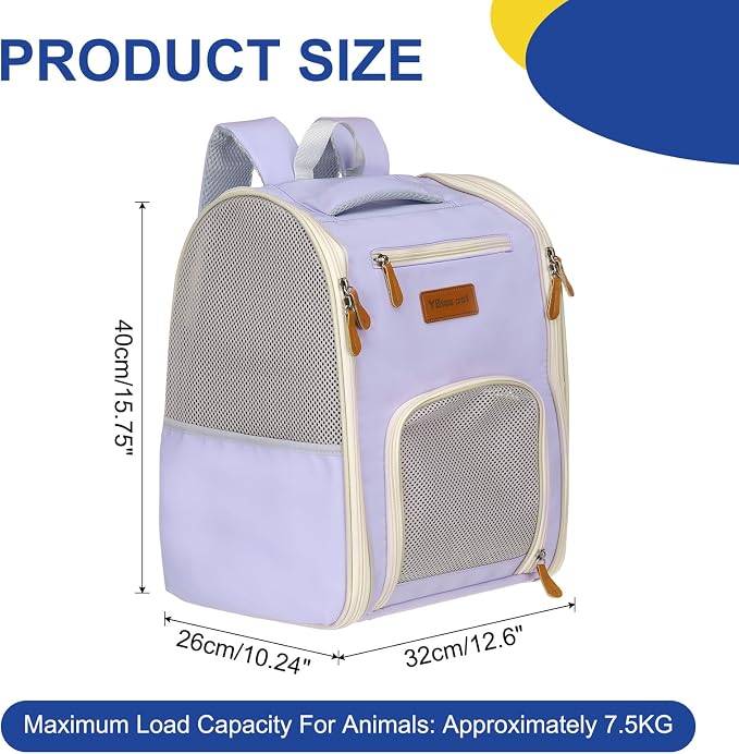 Pet Backpack Carrier, Portable and Ventilated, Oxford Cloth, Dogs Cats and - Image 2