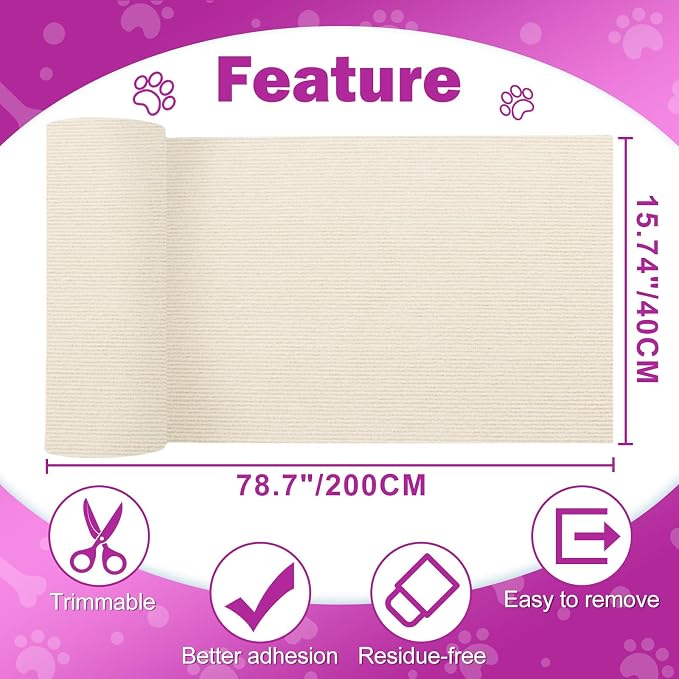 Anit Cat Scratch Couch Furniture Protector, 78.7x15.8 Cat Wall Corner Scratcher - Image 8