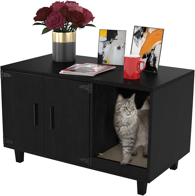 GDLF Modern Wood Pet Crate Cat Washroom Hidden Litter Box Enclosure Furniture by GDLFGoodLife