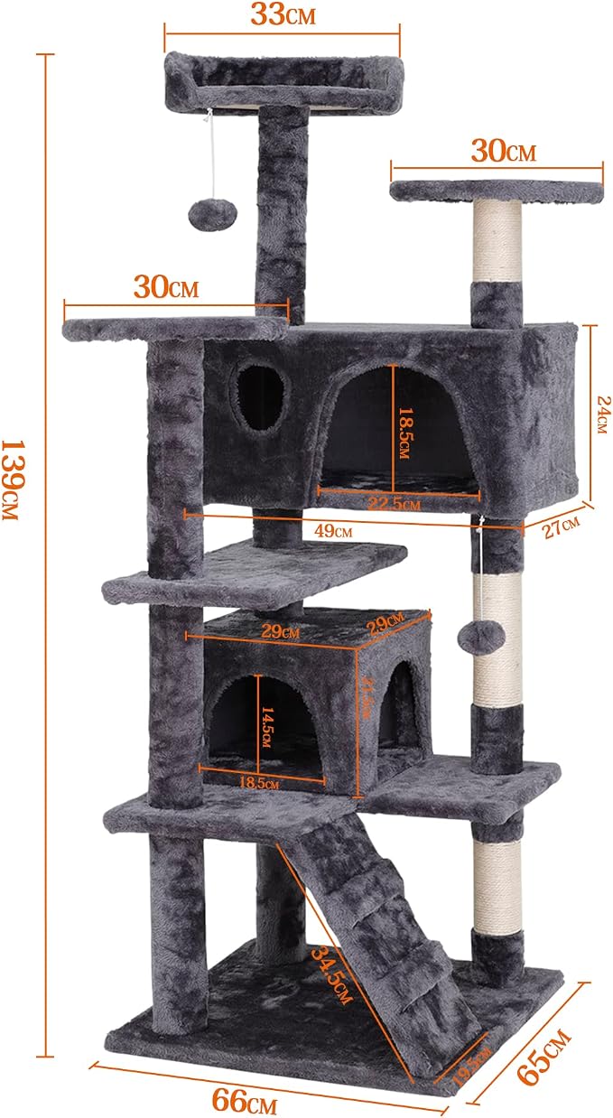 54-Inch Cat Tree for Large Cats, Sturdy Multi-Level Cat Tower - Image 3