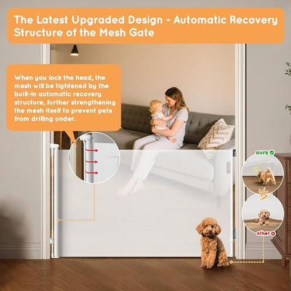 Retractable Baby Gate for Stairs, Automatic Tension, One-Hand Operation - Image 5