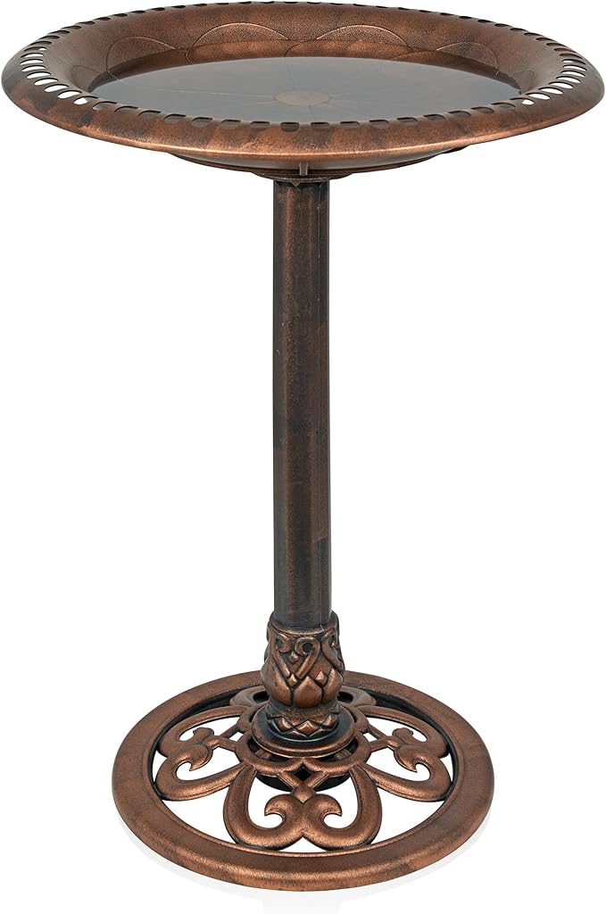 Alpine Corporation | 28" Bronze Outdoor Pedestal Birdbath by AlpineCorporation