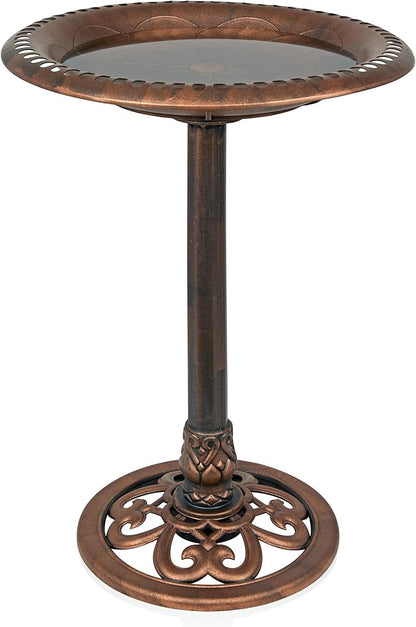 Alpine Corporation | 28" Bronze Outdoor Pedestal Birdbath by AlpineCorporation