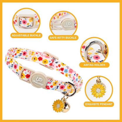 Cat Collar, Pretty Flower Kitten Collars - Image 3