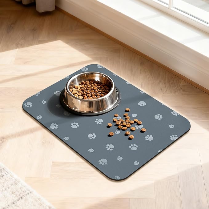 Dog Food Mat, Diatom Ooze Cat Water Mats Non Slip by Wenbokmin