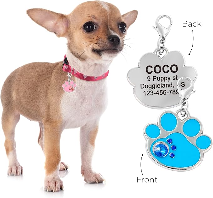 PAWNIMALS Paw Shape Dog ID Tag Stainless Steel Custom Laser Engraved, Cute - Image 2