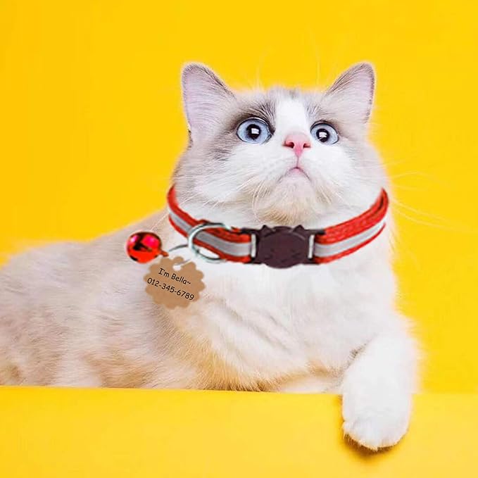 4 Pcs Cat Collars with Bell, Breakaway & Reflective, 4 Colors, 7-12 Inch - Image 7