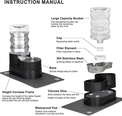 RIZZARI Automatic Dog Water Dispenser: 7L Black Stainless Steel Feeder - Image 3