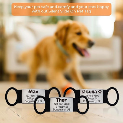 Custom Slide On Pet Tag ID, Fancy Silent Dogs & Cats Personalized No Jingle - Image 8