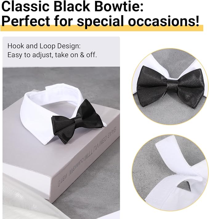 Segarty Bow Tie Cat Collar for Neck Girth 8.8-10.5 in, Tux Puppies Dog Bowtie - Image 3