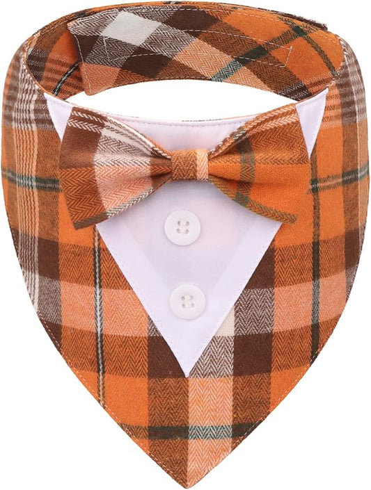 ADOGGYGO Fall Dog Tuxedo Bandana, Adjustable Halloween Thanksgiving Formal by ADOGGYGO