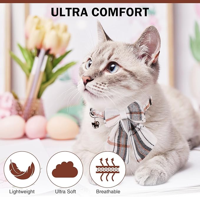 Cat Collar with Bells Breakaway, Bowtie Cat Collar - Image 5