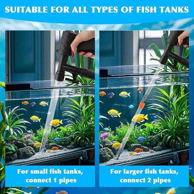 Aquarium Gravel Cleaner, Fish Tank Cleaner Kit, Aquarium Manual Press Noiseless - Image 6