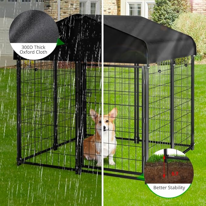 Dog Kennel Outdoor with Roof, Heavy Duty Dog Crate with UV-Resistant Waterproof - Image 5