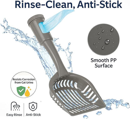 2-in-1 Pooper Scooper with Bag Attachment, Cat Litter Shovel Scoop with Bag - Image 4