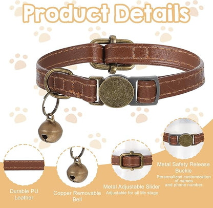 2 Pcs PU Leather Cat Collar Breakaway - Image 5