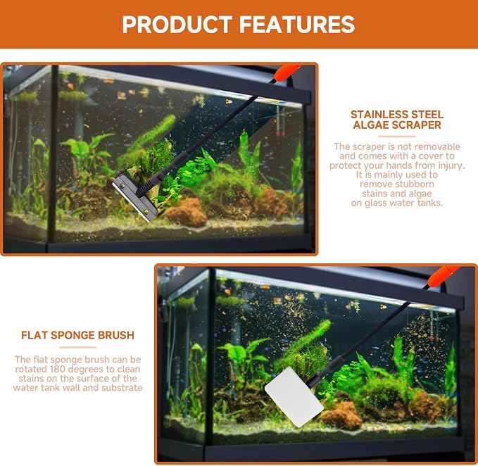 6 in 1 Aquarium Cleaning Tool Kit, Telescopic Handle Design, - Image 3