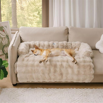 FUNNY FUZZY Pet Fluffy Plush Calming Dog Couch Bed Sofa Protector Washable Pets - Image 2