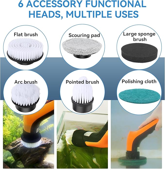 hygger IPX8 Electric Aquarium Cleaning Brushes, Rechargeable Cleaner Tools Kit - Image 3