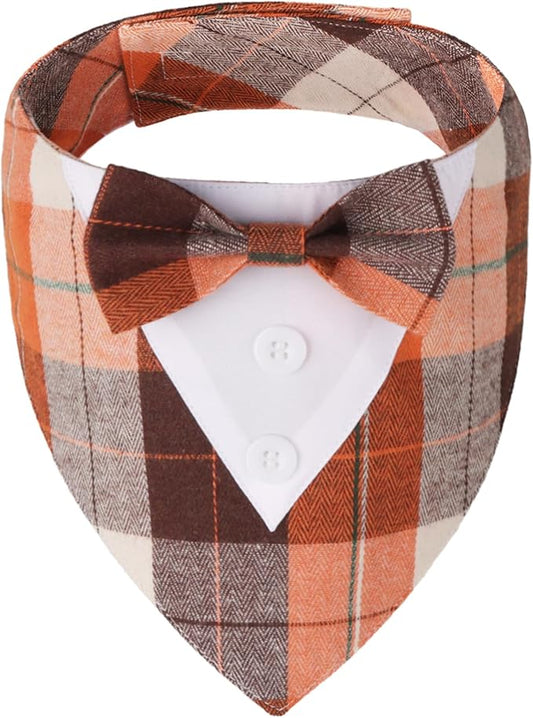 ADOGGYGO Fall Dog Tuxedo Bandana, Adjustable Halloween Thanksgiving Costume by ADOGGYGO