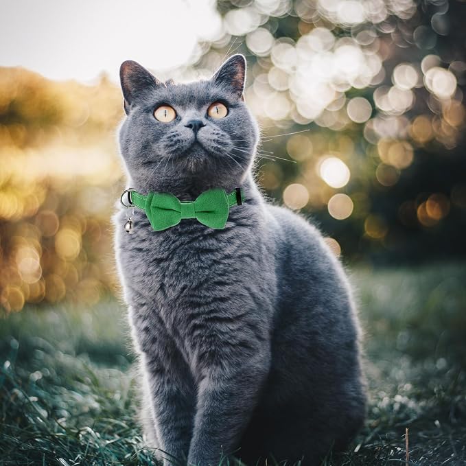 2 Pcs Bowtie Cat Collar with Bell Breakaway Cat Collars Cute Boy Kitten Collar - Image 7