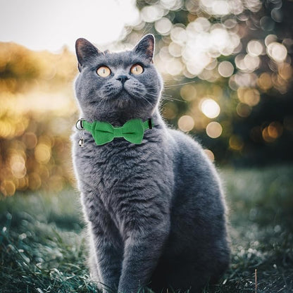 2 Pcs Bowtie Cat Collar with Bell Breakaway Cat Collars Cute Boy Kitten Collar - Image 7