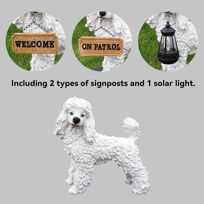Poodle Statue Outdoor Decorations – Dog Statues Outdoor Standing White Poodle - Image 3