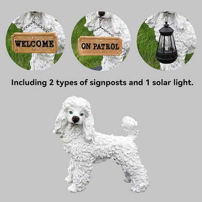 Poodle Statue Outdoor Decorations – Dog Statues Outdoor Standing White Poodle - Image 3