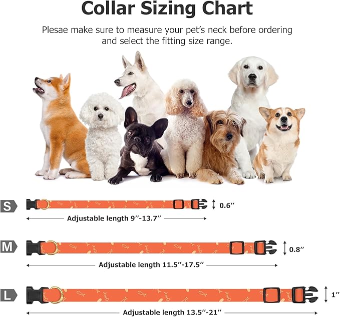Cotton Handmade Dog Collar Cute and Distinctive Patterns Orange Fish - Image 3