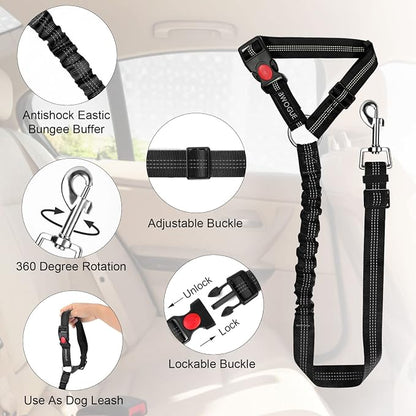 BWOGUE Pet Dog Cat Seat Belts, Car Headrest Restraint Adjustable Safety Leads - Image 4
