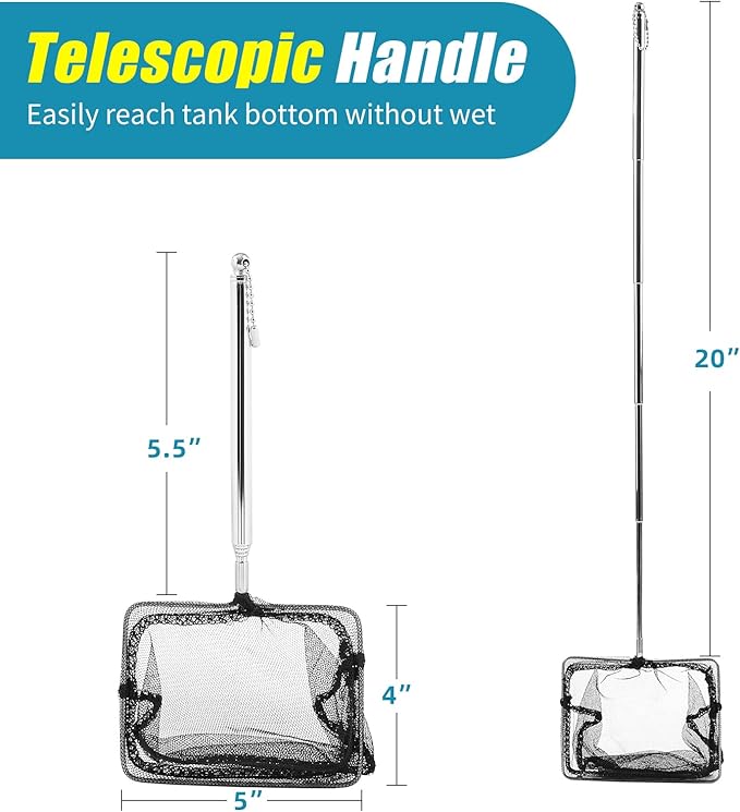 AQUANEAT Aquarium Net with Extendable Long Handle, Adjustable Wastes Skimming - Image 3
