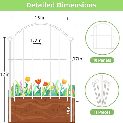 Decorative Garden Fence 17in x10ft, 10 Pack Rustproof Metal No Dig Fence Animal - Image 5