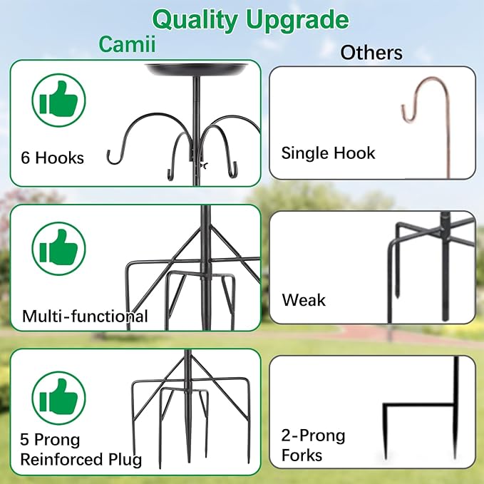 4-Hook Shepherds Hooks for Outdoor, Adjustable Garden Hook for Plant Baskets - Image 3