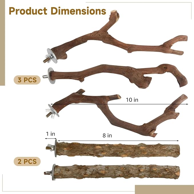 5 PCS Wood Bird Perches, Natural Grape Wood Branches - Image 4