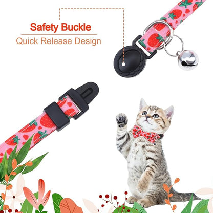 4 Pack Cat Collar with Bow Tie and Bell Breakaway Fruit Cat Collars Spring - Image 4