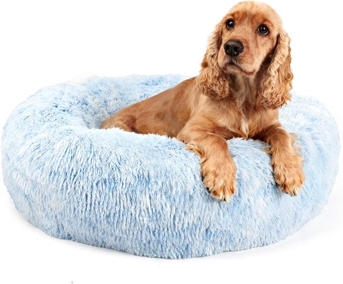 Calming Dog Bed for Medium Dogs Washable Donut 30 inches Anti-Slip Pet Bed by nononfish