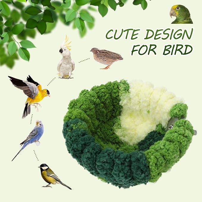 Bird Nest for Cage, Plush Hanging Bird Bed for Parakeet, Breeding Bird House - Image 6