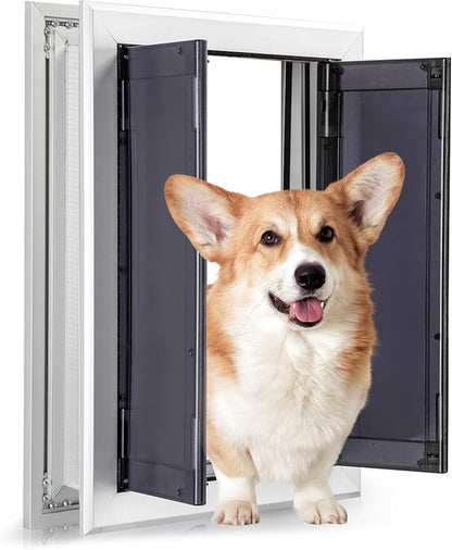 Sliver Pet Door with Panels, Aluminum Dog Door with Automatic Closing Magnetic by GiveYourPetASafeHome%EF%BC%81