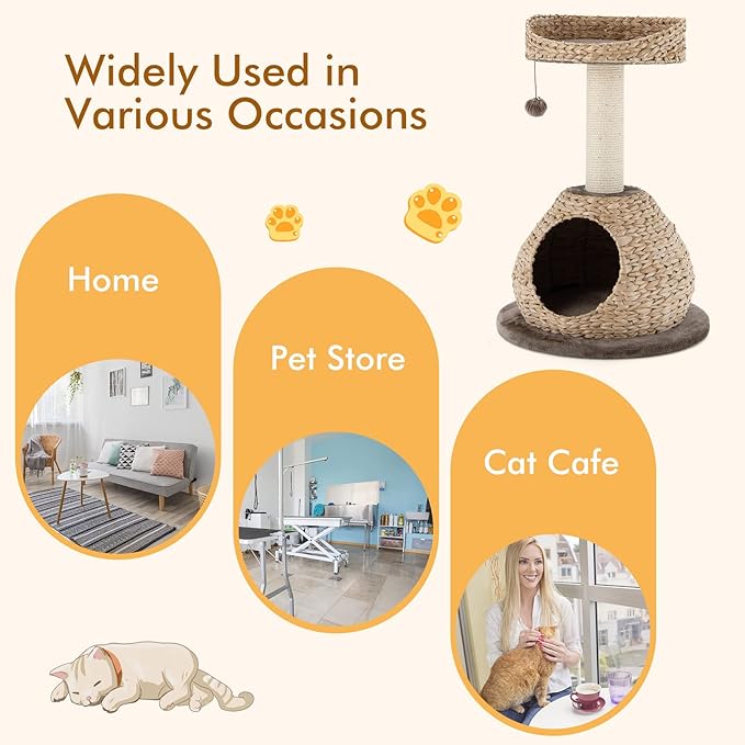PETSITE Modern Cat Tree Tower, Paper Rope Natural Bowl Shaped - Image 8