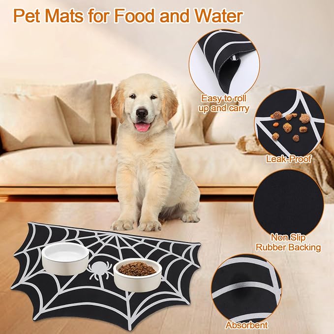 Halloween Pet Mat for Food and Water, Pet Feeding Mat for Dog Cat Bowl - Image 6