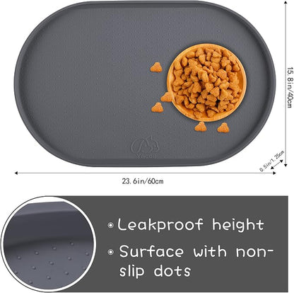 100% Waterproof 1.0" Raised Edge BPA Free Silicone Dog Food Mat, Pet Cat - Image 2