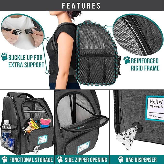 PetAmi Dog Cat Backpack Carrier, Expandable Pet Carrier Backpack - Image 6