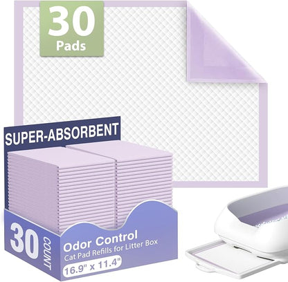 IMMCUTE Multi-Cat Litter Pads 16.9" X 11.4", 30 Ct, Odor Control, Thickened by IMMCUTE