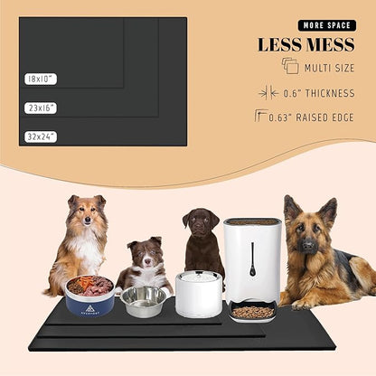 AVERYDAY 100% Waterproof Thicker Silicone Dog Food Mat, 0.63'' Raised Edge Bowl - Image 6