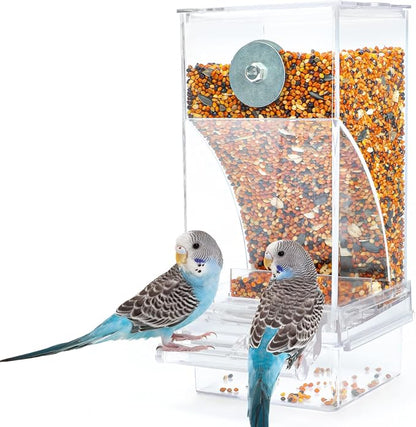 Rypet No Mess Automatic Bird Feeder Transparent Food Container Cage Acrylic by RYPET